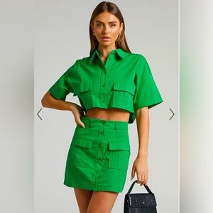 Showpo Green Cargo Pocket Mini Skirt